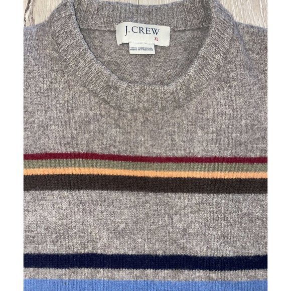 JCrew Mens Sz XL Multicolor 100% Lambswool  Crew Neck Pullover Sweater Stripes - Picture 4 of 7